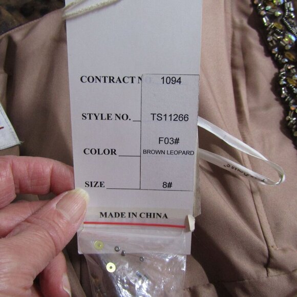 TONY BOWLS NWT 8 Leopard Halter Animal Print Jeweled Prom Fit & Flare Dress - Picture 11 of 13